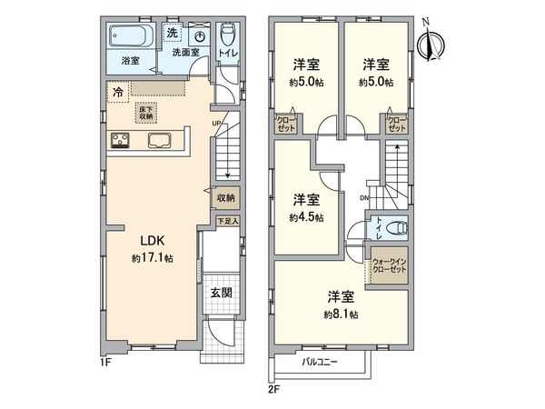 大府市森岡町五丁目 2号棟 新築戸建 間取図(平面図)