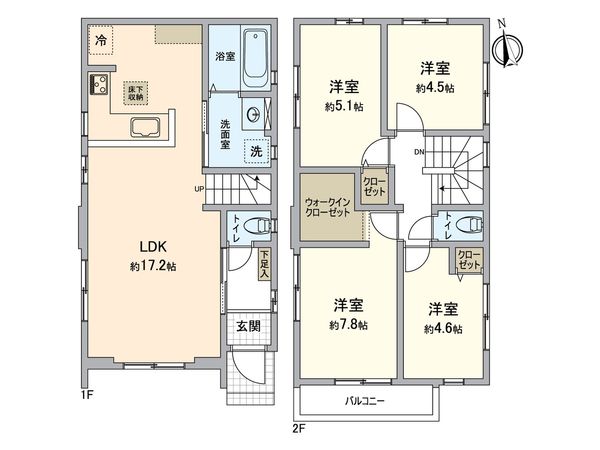 大府市森岡町五丁目 1号棟 新築戸建 間取図(平面図)