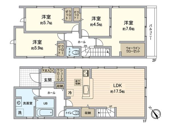 大府市横根町羽根山 2号棟 間取図(平面図) 間取図(平面図)