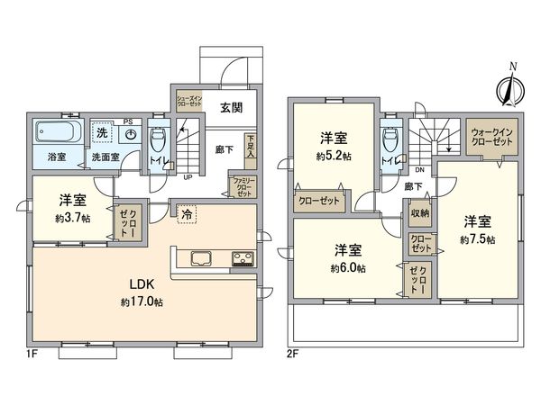 大府市梶田町5丁目 1号棟 間取図(平面図)