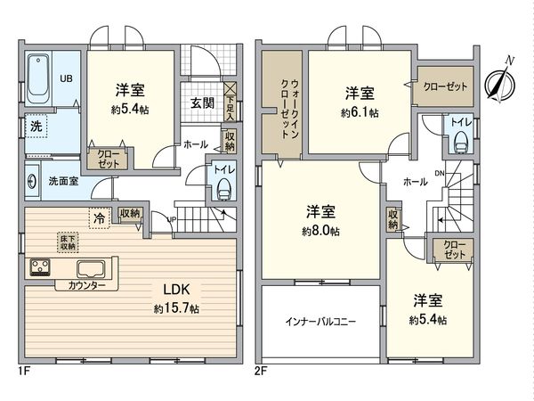 大府市柊山町八丁目 新築戸建 2号棟 間取図(平面図)