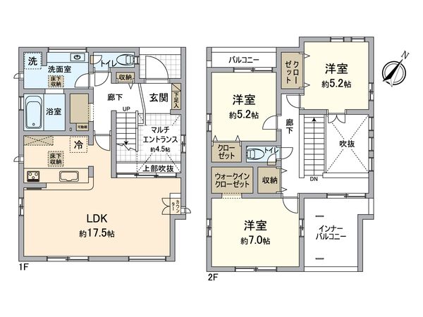知多市八幡字荒古後 新築戸建 3号棟 間取図(平面図)