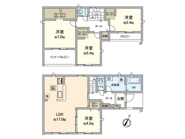 知多市寺本台三丁目 新築戸建 1号棟 間取図(平面図)