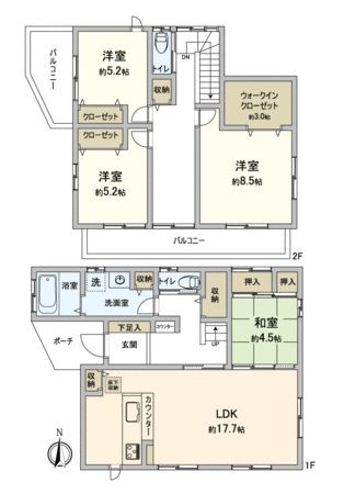 東海市富木島町道才 戸建 間取図(平面図) 東海市富木島町道才 戸建 間取図(平面図)