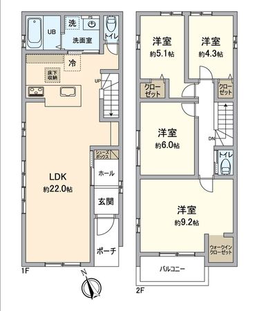 東海市富木島町伏見3丁目 1号棟 間取図(平面図)