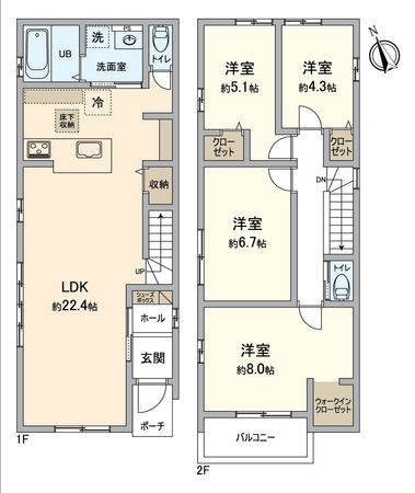 東海市富木島町伏見3丁目 2号棟 間取図(平面図)