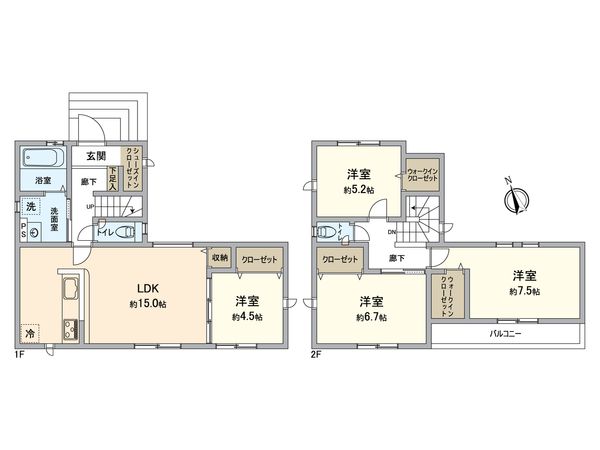 大府市吉川町6丁目 1号棟 間取図(平面図) 大府市吉川町6丁目 1号棟 間取図(平面図)
