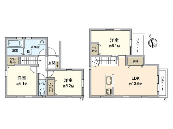 大府市北山町1丁目 B号棟 間取図(平面図) 大府市北山町1丁目 B号棟 間取図(平面図)