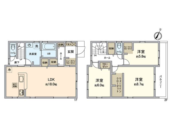 東海市名和町一番割上 2号棟 間取図(平面図) 東海市名和町一番割上 2号棟 間取図(平面図)