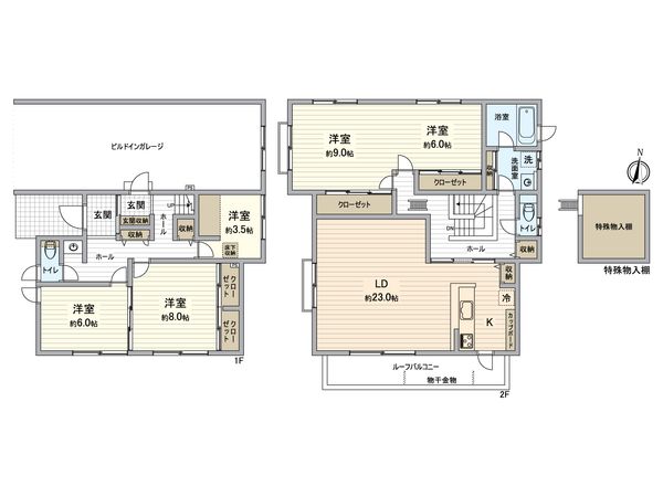 東海市名和町口平地 戸建 間取図(平面図) 東海市名和町口平地 戸建 間取図(平面図)