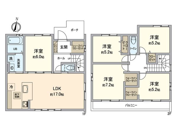 東海市加木屋町留木 1号棟 間取図(平面図) 東海市加木屋町留木 1号棟 間取図(平面図)