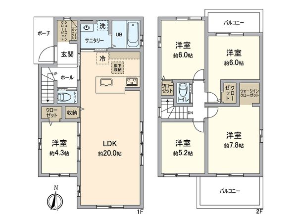 東海市加木屋町留木 2号棟 間取図(平面図) 東海市加木屋町留木 2号棟 間取図(平面図)