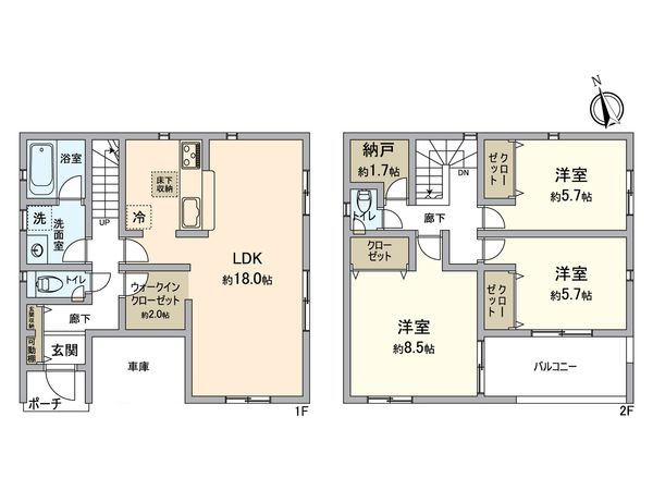 東海市荒尾町坂本 2号棟 間取図(平面図) 東海市荒尾町坂本 2号棟 間取図(平面図)