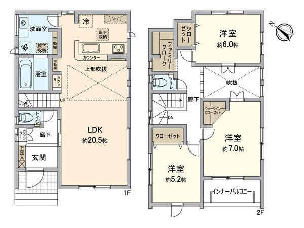 東海市加木屋町三ツ池 新築戸建 1号棟 間取図(平面図) 東海市加木屋町三ツ池 新築戸建 1号棟 間取図(平面図)