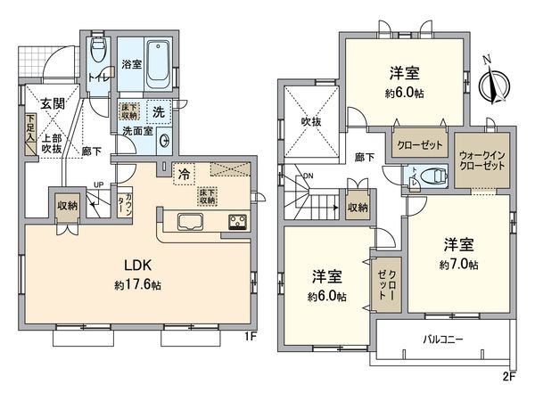 知多郡東浦町大字石浜字田之助 新築戸建 1号棟 間取図(平面図) 知多郡東浦町大字石浜字田之助 新築戸建 1号棟 間取図(平面図)