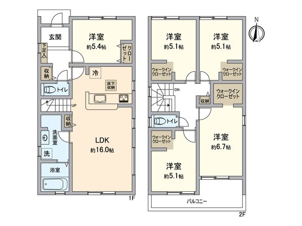 知多市つつじが丘三丁目 新築戸建 2号棟 間取図(平面図)