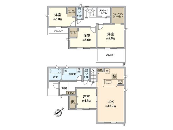 知多市八幡字堀之内 新築戸建 8号棟 間取図(平面図)