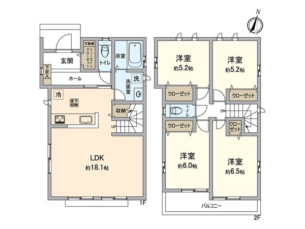 知多郡東浦町大字森岡字下今池 新築戸建 A号棟 間取図(平面図)