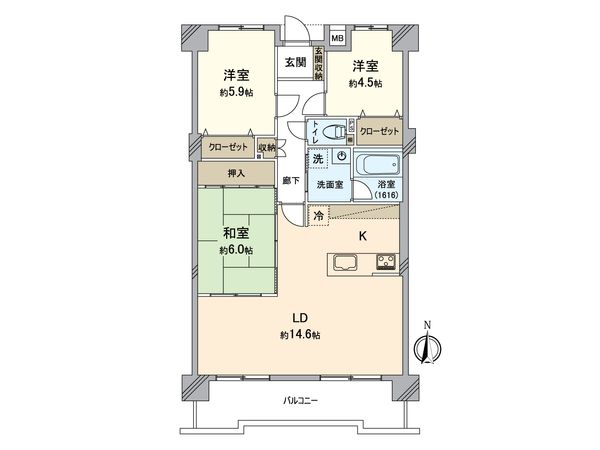 レインボー第3半田 間取図(平面図)