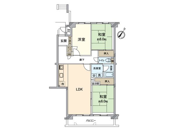 コープ野村共和 B棟 間取図(平面図)
