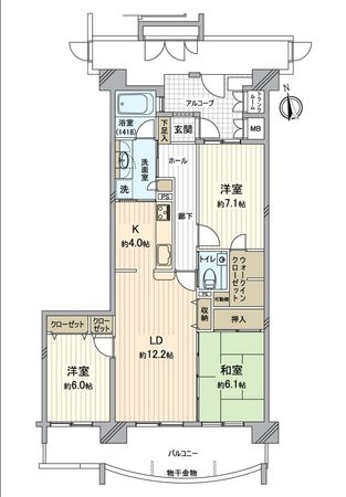 リビオ上名和 B棟 間取図(平面図)