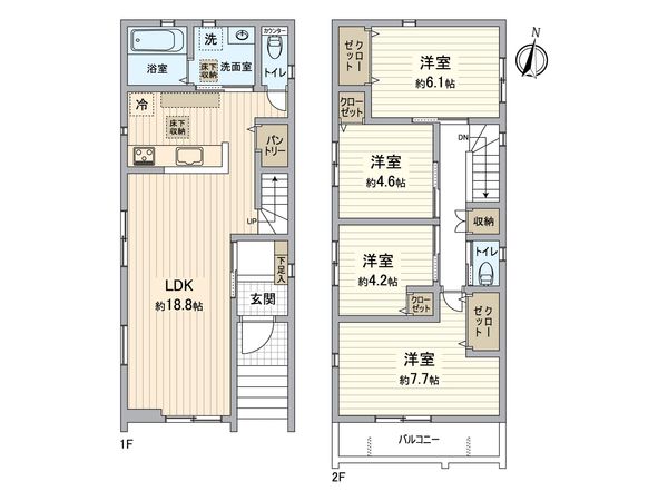 天白区元八事3丁目 1号棟 間取図(平面図)