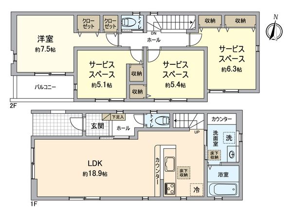 天白区元八事4丁目 5号棟 間取図(平面図) 天白区元八事4丁目 5号棟 間取図(平面図)