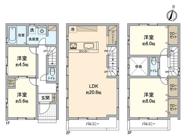 瑞穂区井の元町 新築戸建 間取図(平面図) 瑞穂区井の元町 新築戸建 間取図(平面図)