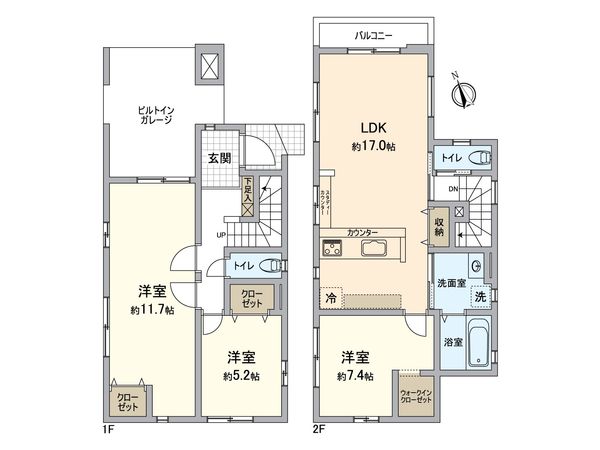 天白区塩釜口2丁目 2号棟 間取図(平面図) 天白区塩釜口2丁目 2号棟 間取図(平面図)