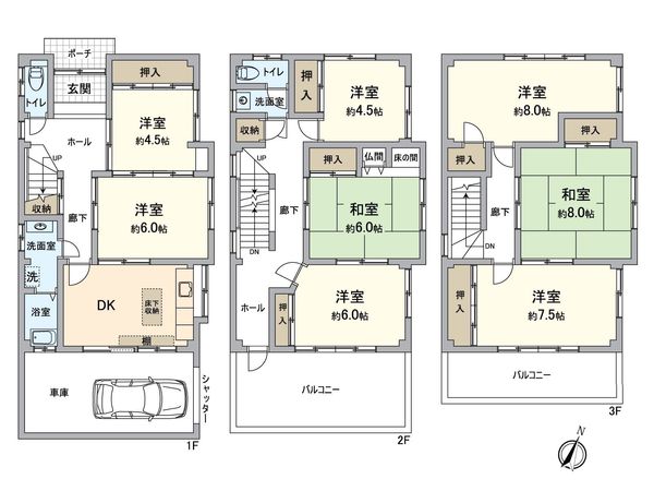 瑞穂区白砂町2丁目 間取図(平面図) 瑞穂区白砂町2丁目 間取図(平面図)