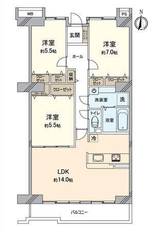 サザンヒル八事 弐号棟 間取図(平面図)