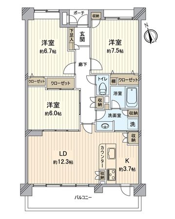イトーピア山手 間取図(平面図) イトーピア山手 間取図(平面図)