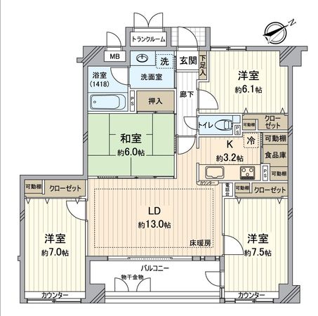 ネオグランデ瑞穂松月 間取図(平面図) ネオグランデ瑞穂松月 間取図(平面図)