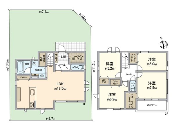 長久手市丁子田 2号棟 間取図(平面図)