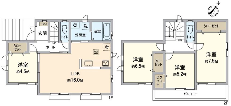 長久手市岩作三ケ峯 1号棟 間取図(平面図) 長久手市岩作三ケ峯 1号棟 間取図(平面図)
