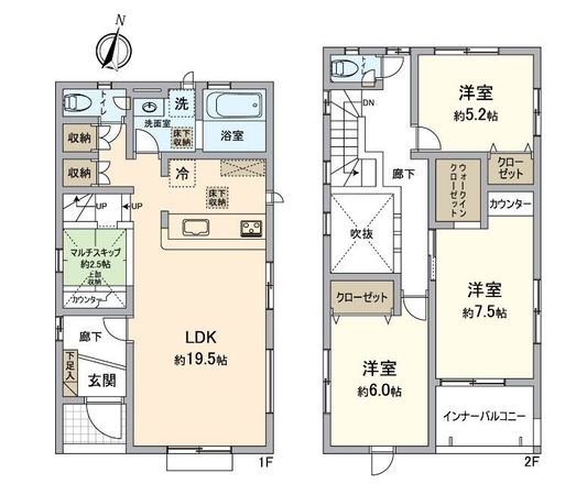 尾張旭市北本地ケ原町3丁目 3号棟 間取図(平面図) 尾張旭市北本地ケ原町3丁目 3号棟 間取図(平面図)