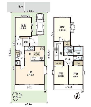 守山区天子田1丁目 戸建 間取図(平面図)