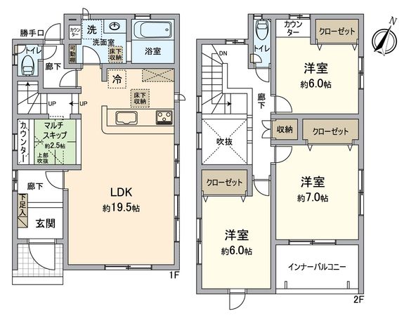 尾張旭市緑町緑ケ丘 2号棟 間取図(平面図)