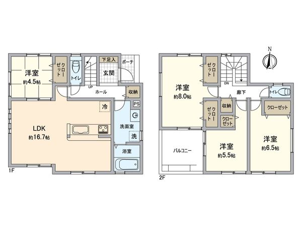 瀬戸市はぎの台2丁目 1号棟 間取図(平面図)