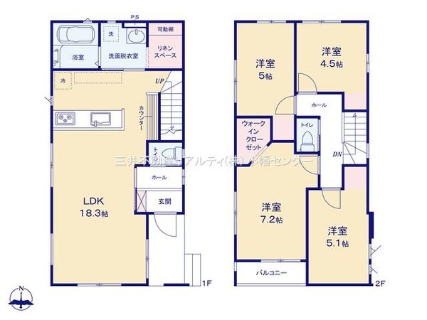 守山区桔梗平1丁目 1号棟 間取図(平面図) 守山区桔梗平1丁目 1号棟 間取図(平面図)