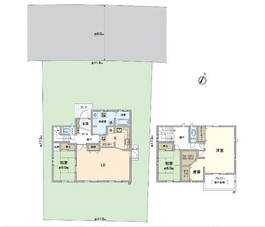 瀬戸市東山町2丁目 戸建 間取図(平面図)
