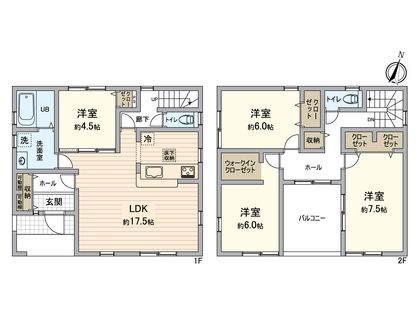 尾張旭市旭前町1丁目 2号棟 間取図(平面図)