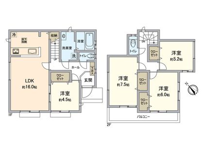 長久手市岩作三ケ峯 1号棟 間取図(平面図)