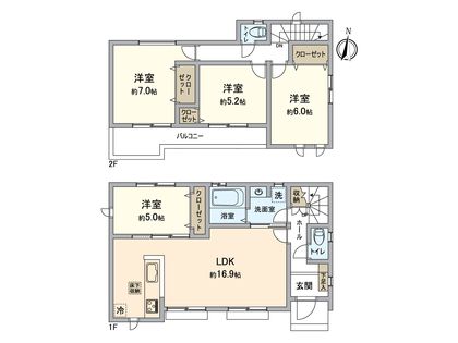 守山区桔梗平2丁目 1号棟 間取図(平面図)