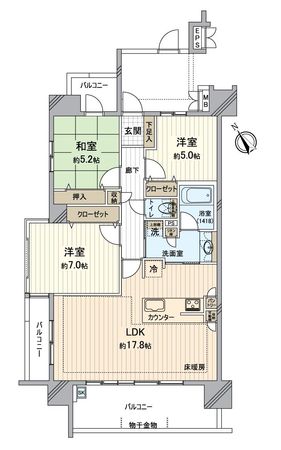 ユニーブルはなみずき通り 間取図(平面図)