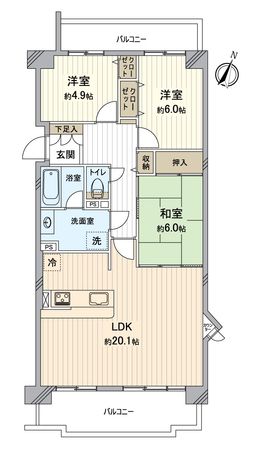 パークシティ三郷 壱番館 西棟 間取図(平面図) パークシティ三郷 壱番館 西棟 間取図(平面図)