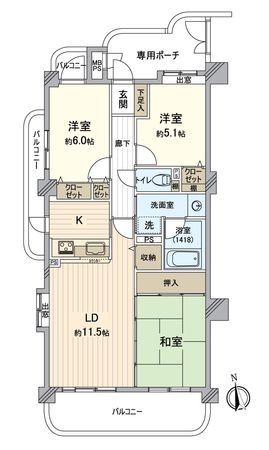 ライオンズマンション四軒家 間取図(平面図) ライオンズマンション四軒家 間取図(平面図)