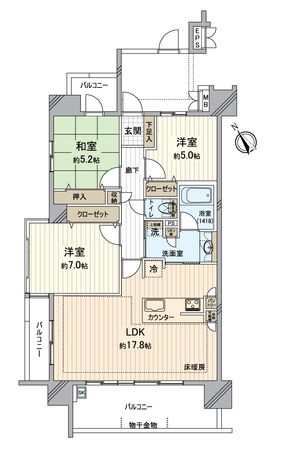ユニーブルはなみずき通り 間取図(平面図)