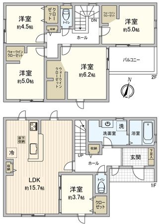 豊川市幸町 新築戸建1号棟 間取図(平面図) 豊川市幸町 新築戸建1号棟 間取図(平面図)