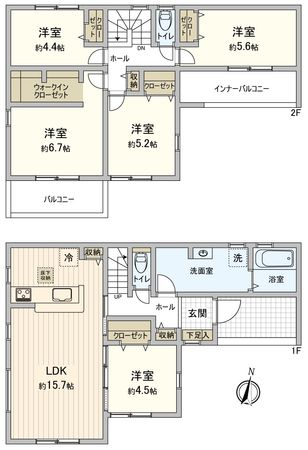 豊川市幸町 新築戸建2号棟 間取図(平面図) 豊川市幸町 新築戸建2号棟 間取図(平面図)